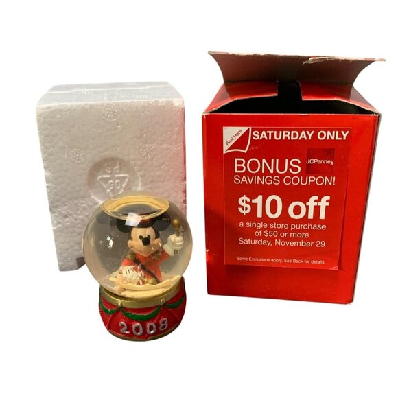 Disney Mickey Mouse 2008 Snow Globe JCPenney Exclusive Collectible Holiday - Picture 1 of 8